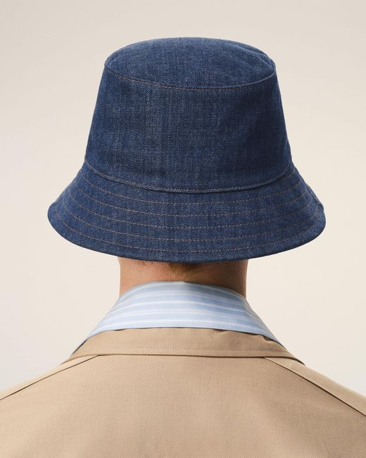 AMI Blue Denim Cotton Heritage Patch Hat