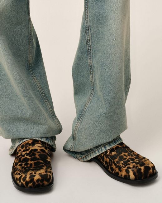 AMI Natural Leopard Print Cowhide Leather Loafers
