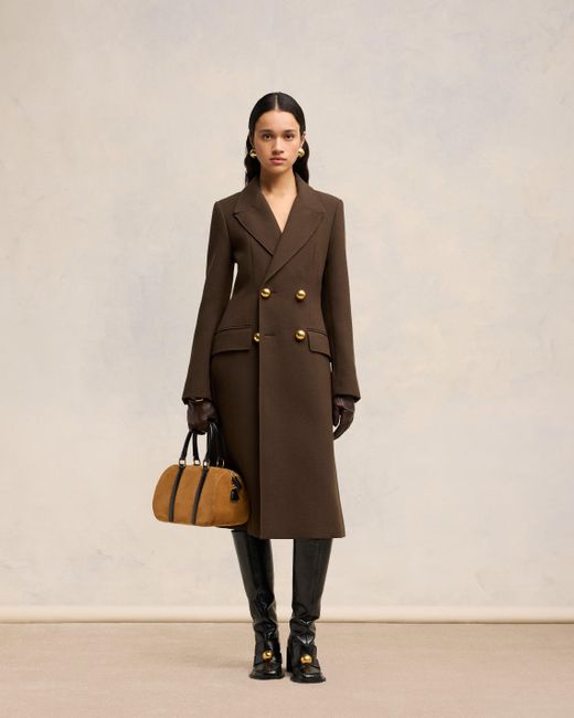 AMI Brown Fitted Coat