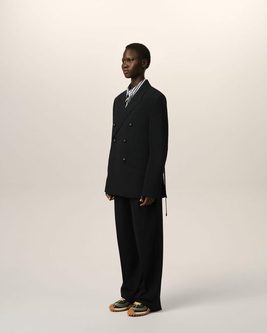 AMI Black Double Breasted Wool Blazer