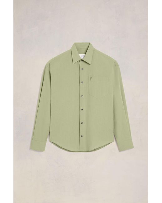 AMI Green Ami De Coeur Boxy Shirt for men