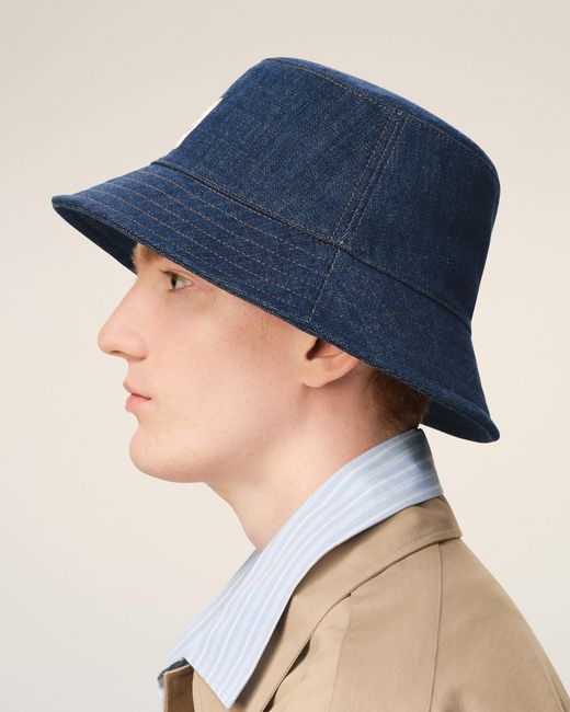 AMI Blue Denim Cotton Heritage Patch Hat