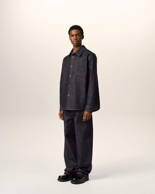 AMI Blue Cotton Overshirt With Ami De Coeur
