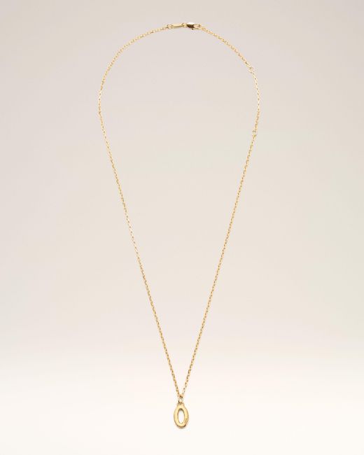 AMI Natural Brass Hammered "0" Pendant Necklace