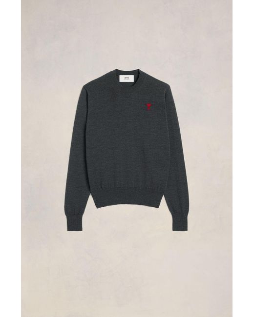 AMI Gray Red Ami De Coeur Sweater for men