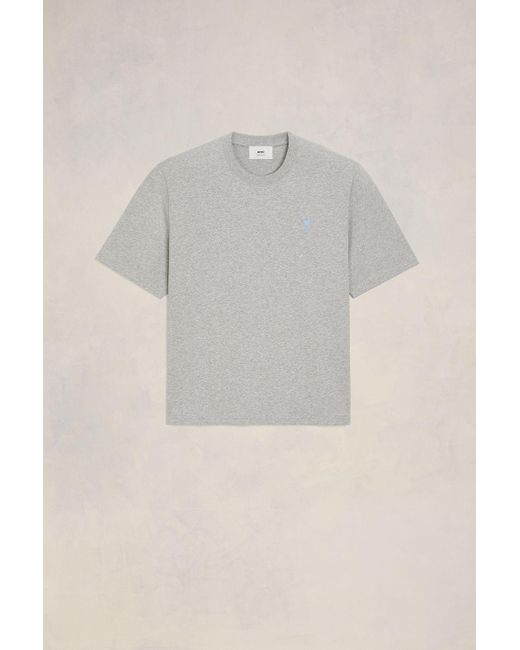 AMI Gray Ami De Coeur T-shirt for men