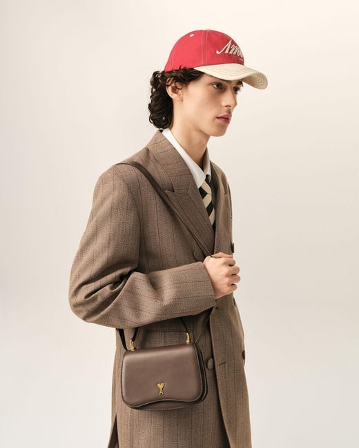 AMI Natural Cowhide Leather Paris Paris Top Handle Bag