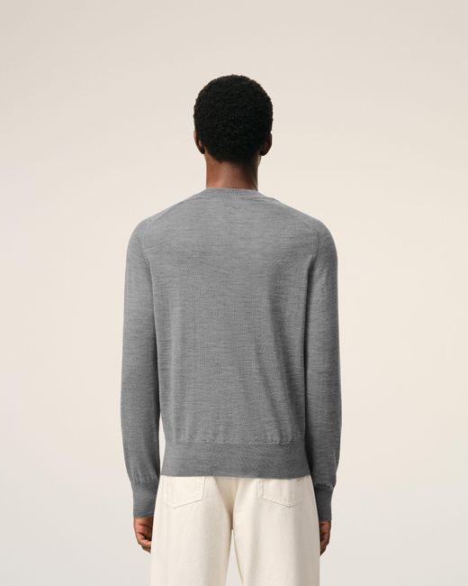 AMI Gray Wool Crewneck Ami De Coeur Sweater for men