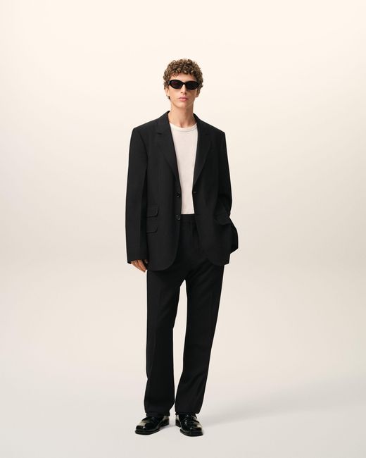 AMI Black Wool Straight Trousers for men