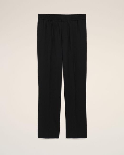 AMI Black Wool Elasticated Waist Trousers for men