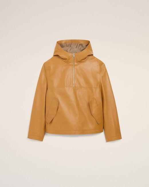 AMI Natural Cow Leather Hooded Jacket for men