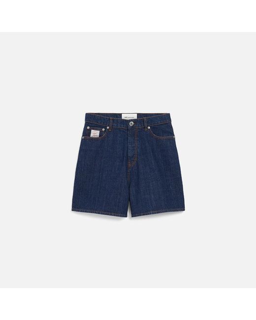 AMI Blue Cotton Shorts With Heritage Label for men
