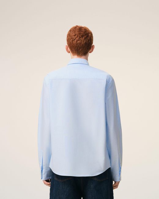 AMI Blue Cotton Shirt With Ami De Coeur for men