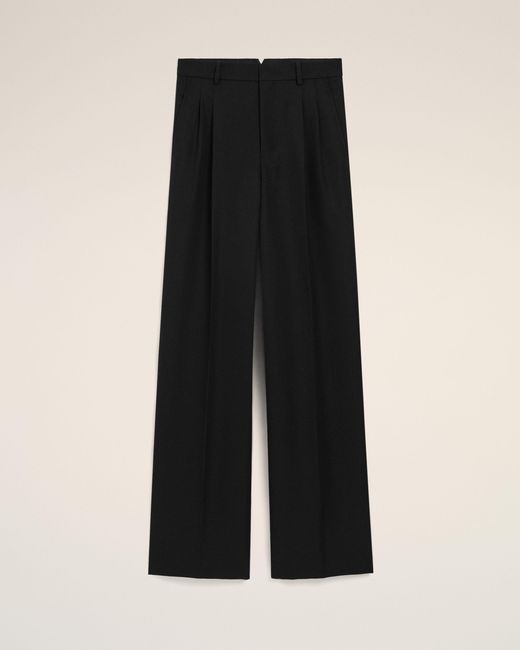 AMI Black Wool Straight Trousers for men