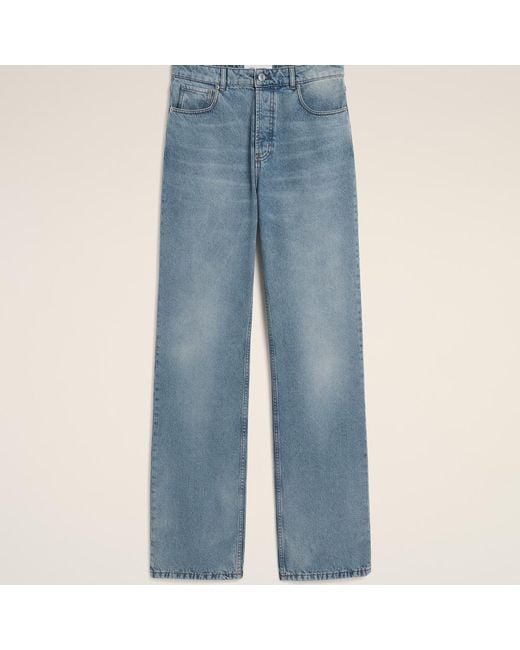 AMI Blue Cotton Large Fit Jeans for men