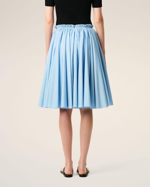 AMI Blue Cotton Midi Corolla Skirt