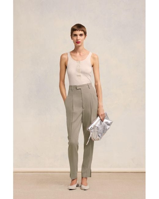 AMI Natural High Waisted Cigarette Trousers