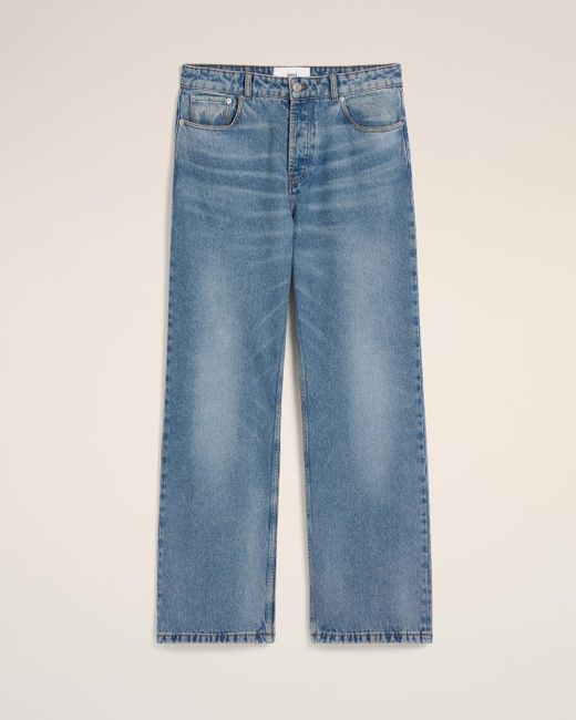 AMI Blue Cotton Large Fit Jeans for men