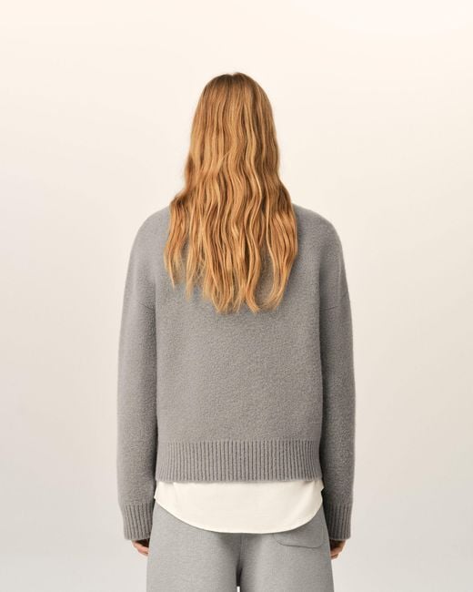 AMI Gray Crewneck Alpaca Sweater With Ami De Coeur