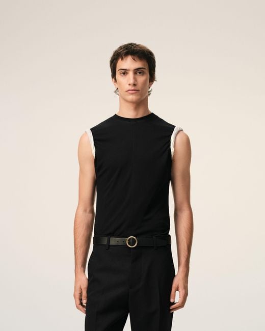 AMI Black Jersey Sleeveless Fitted Top