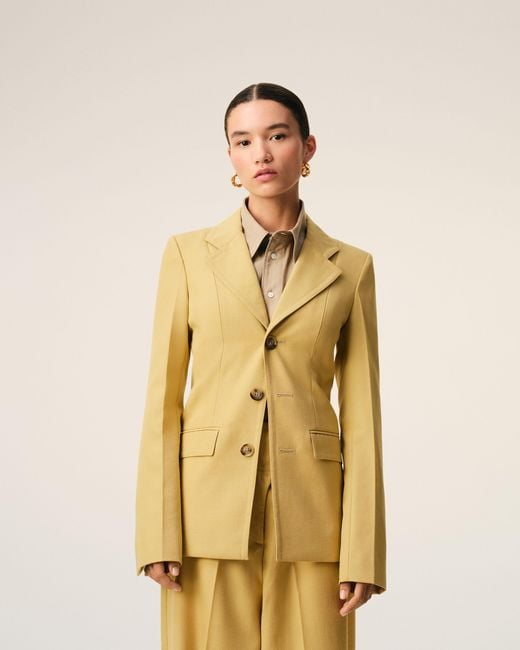 AMI Metallic New Wool Single Breasted Fitted Jacket