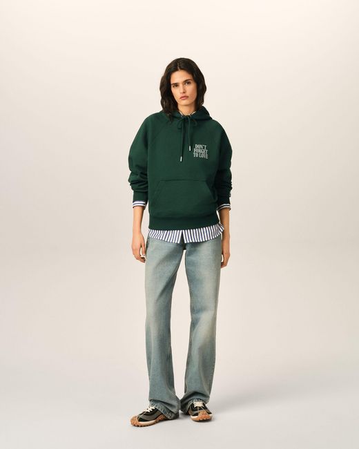 AMI Green Cotton "Don'T Forget To Love" Hoodie