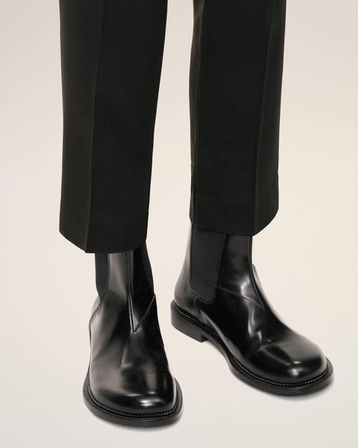 AMI Black Leather Anatomical Toe Chelsea Boots for men