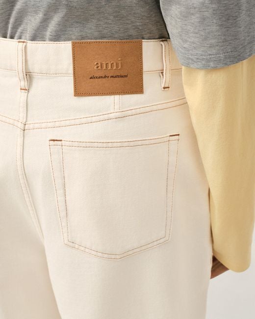 AMI Natural Cotton Wide Fit Trousers for men