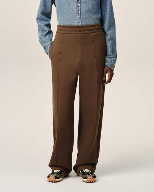AMI Brown Cotton Track Pants With Embossed Ami De Coeur