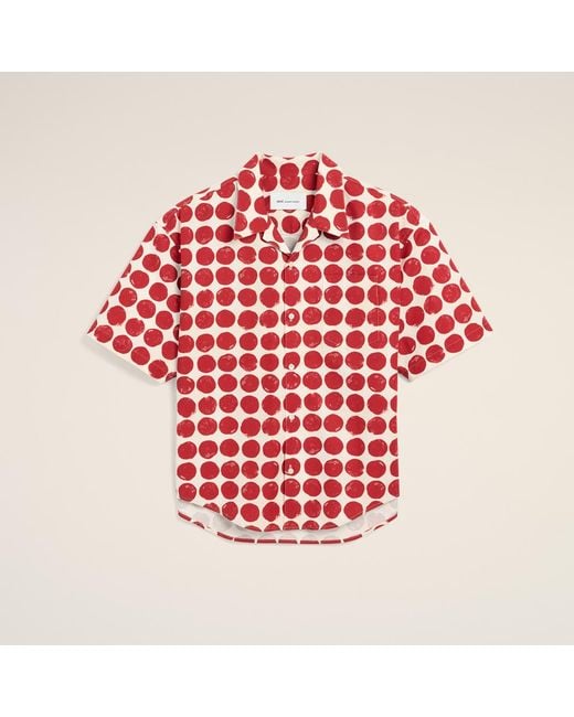AMI Red Polka-Dot Boxy Cotton Short-Sleeve Shirt for men