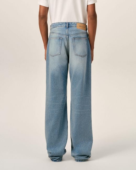 AMI Blue Cotton Large Fit Jeans for men