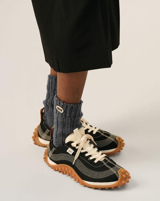 AMI Natural Wool Socks With Ami Patch