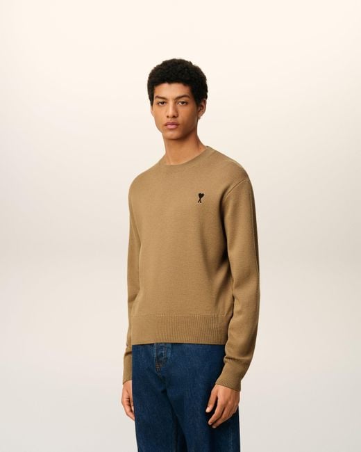 AMI Natural Wool Ami De Coeur Crewneck Sweater for men