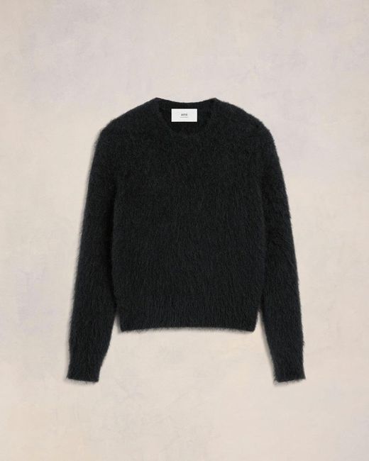 AMI Black Alpaca Mohair Brushed Sweater for men
