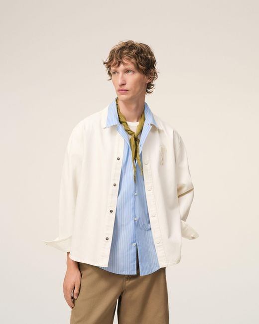 AMI Natural Cotton Knitted Ami De Coeur Overshirt