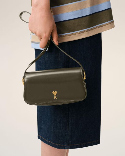 AMI Natural Cow Leather Shoulder Paris Paris Bag