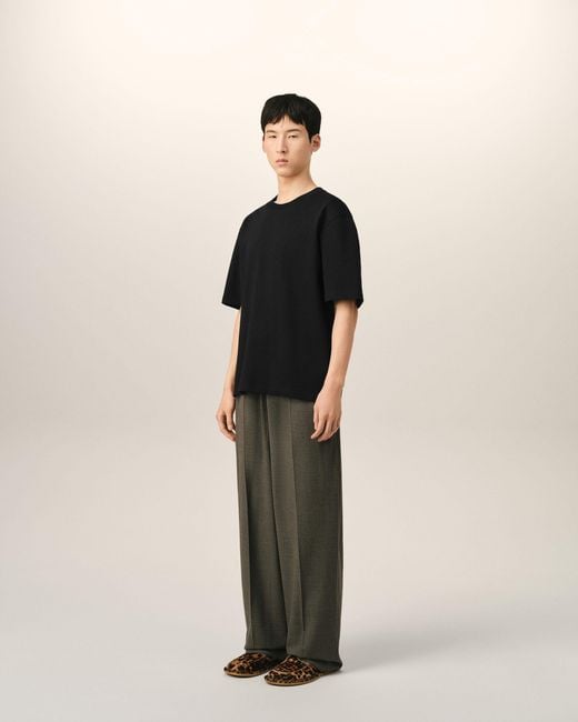 AMI Black Cotton T-Shirt With Embossed Ami De Coeur