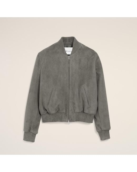 AMI Gray Goat Leather Ami De Coeur Zipped Jacket for men