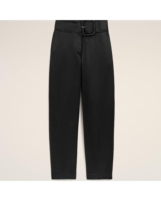 AMI Black Satin Buckled Belt Trousers
