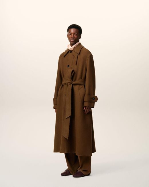 AMI Brown Wool Belted Mac