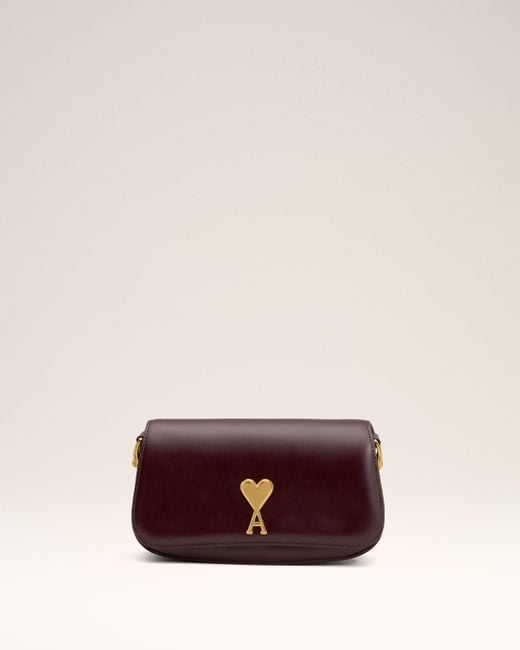 AMI Multicolor Burgundy Leather Shoulder Bag Paris Paris Bag