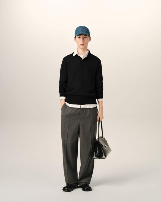 AMI Black Wool Polo With Ami De Coeur for men