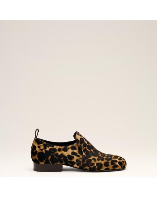 AMI Natural Leopard Printed Flat Cowhide Leather Shoes