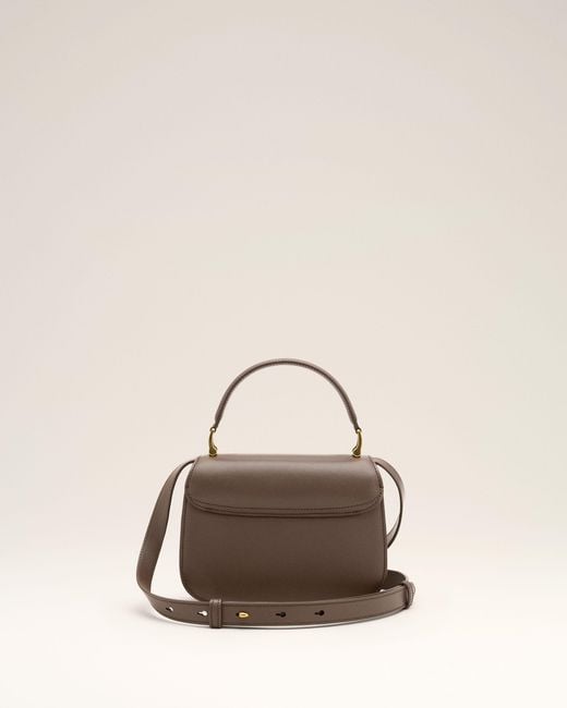 AMI Natural Cowhide Leather Paris Paris Top Handle Bag