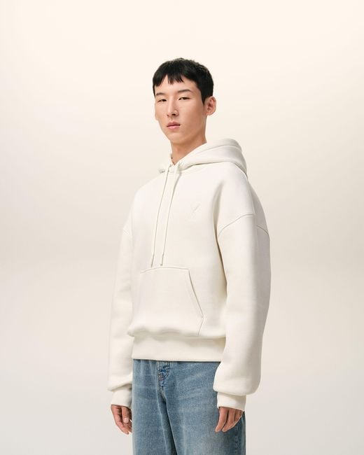 AMI Natural Cotton Embossed Ami De Coeur Hoodie