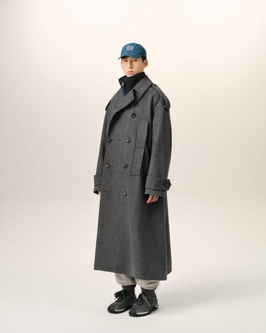 AMI Gray Wool Trench Coat