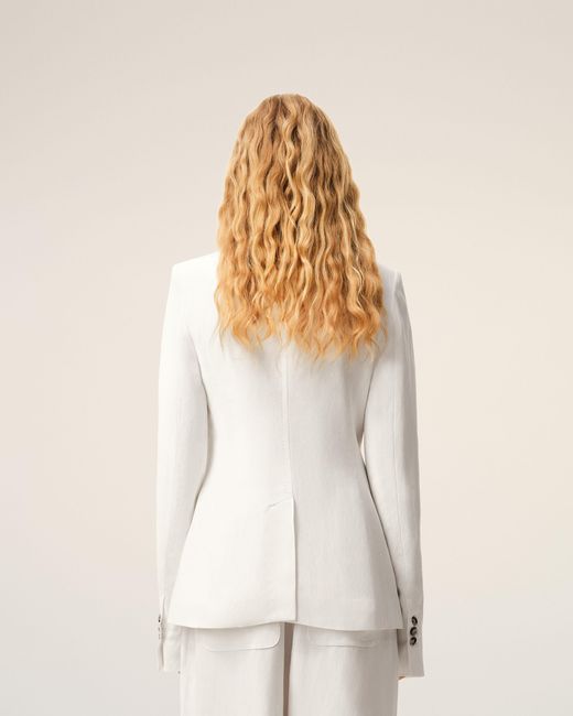 AMI Natural Linen Double Breasted Bar Jacket