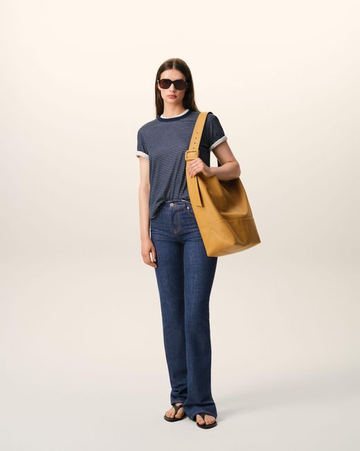AMI Blue Cotton Bootcut Fit Jeans