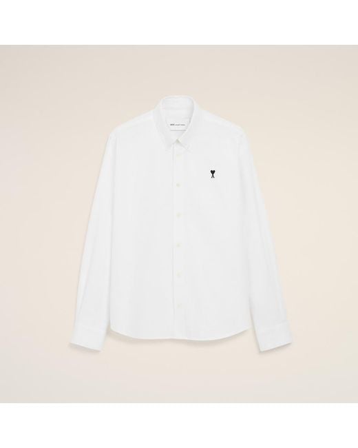 AMI Natural Cotton Shirt With Ami De Coeur for men