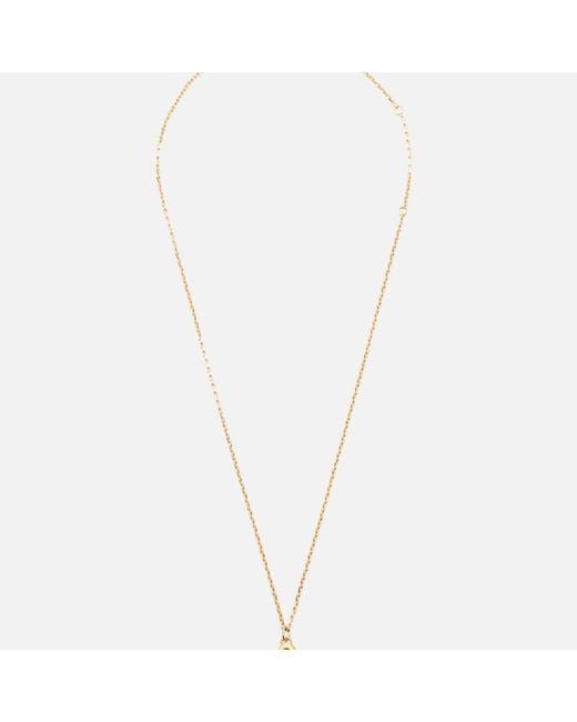 AMI Natural Brass Hammered "0" Pendant Necklace